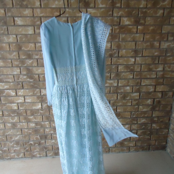 NOS 70s Maxi Embroidered Eyelet Lace Dress COCO 8 - Picture 8 of 8